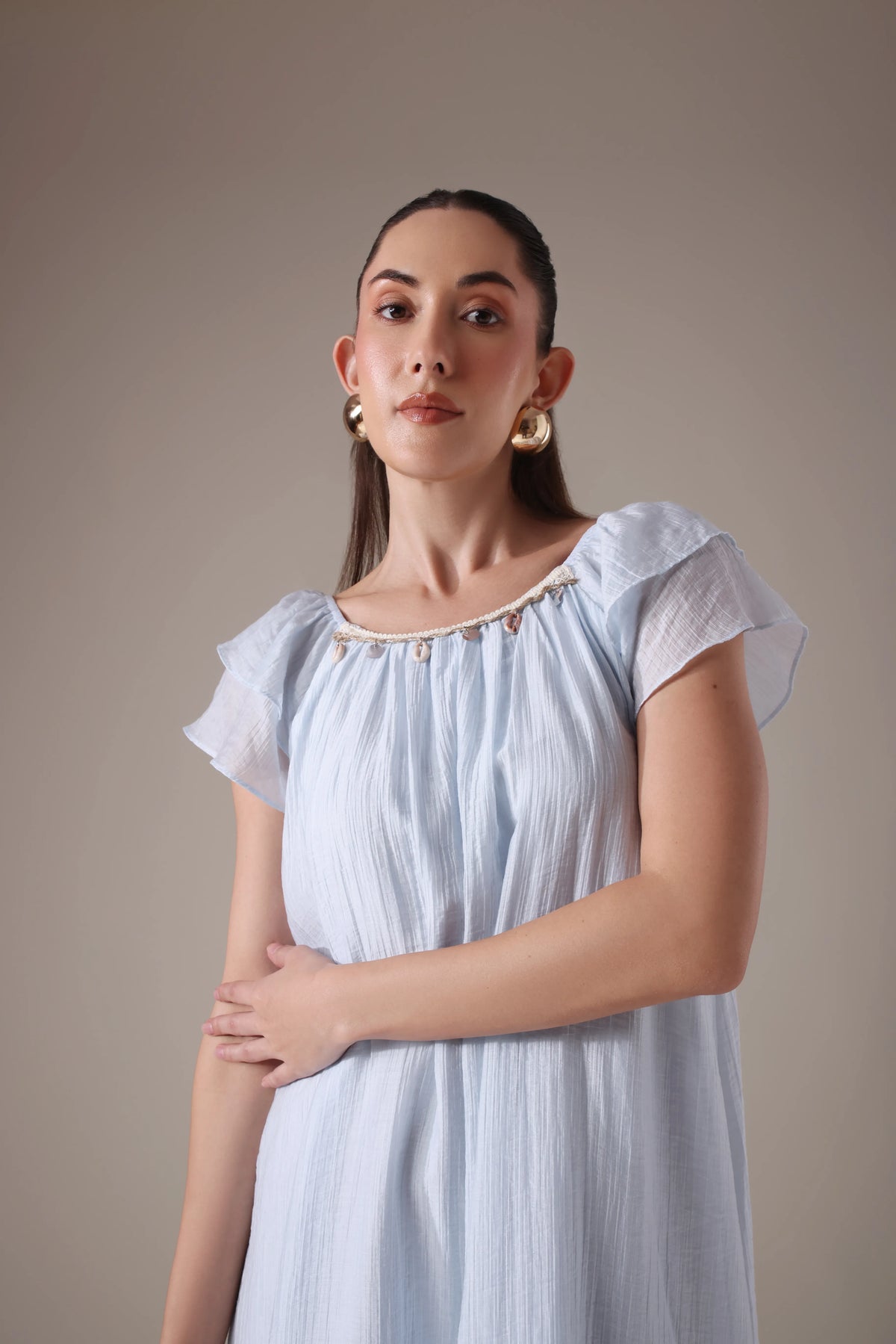 The Seashell-Embellished Gauze Midi