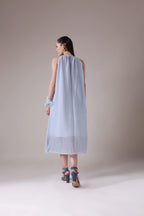Textured Gauze Halter Midi with Organza Florals