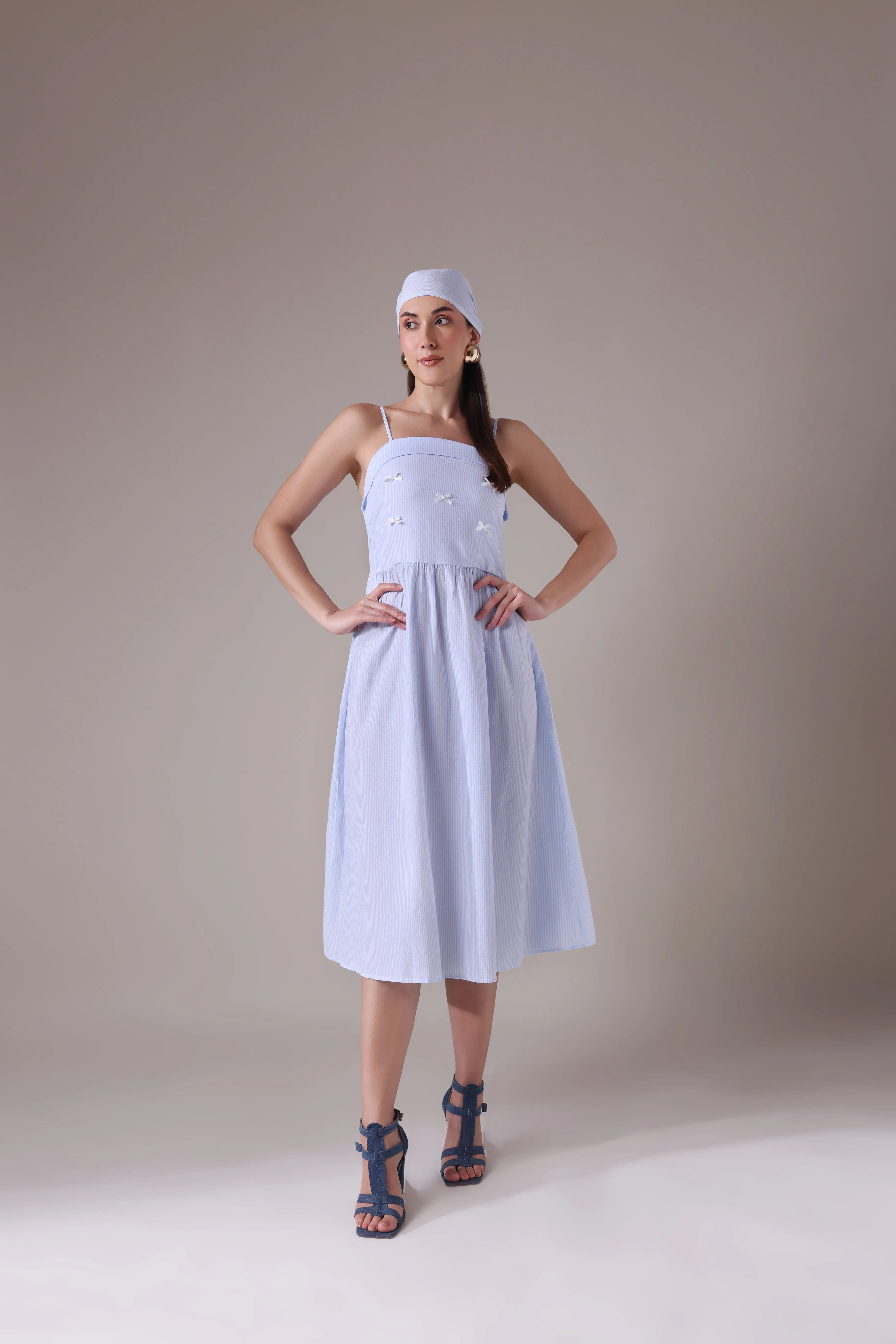 Coquette Dream Seersucker Sundress with Matching Kerchief