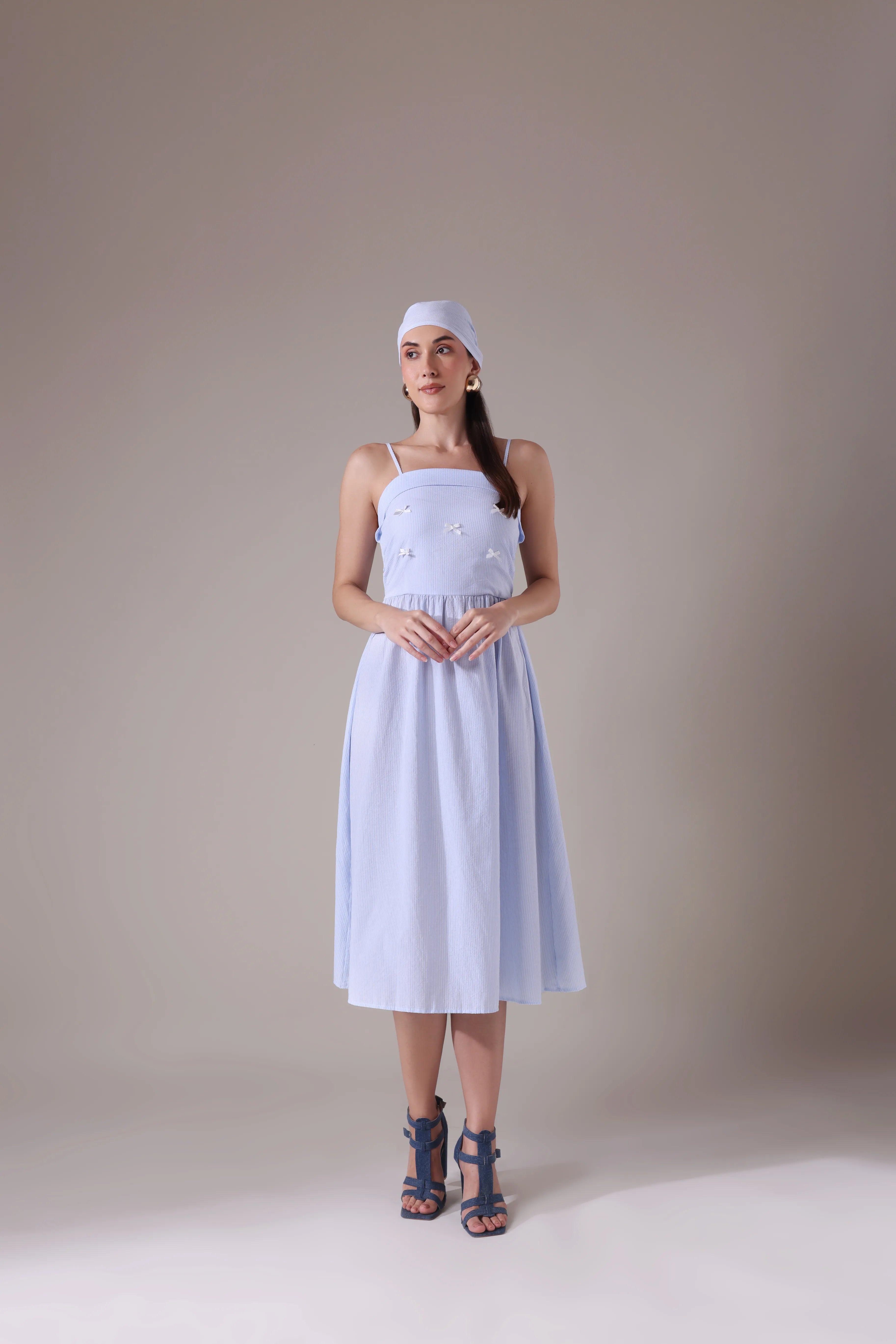 Coquette Dream Seersucker Sundress with Matching Kerchief