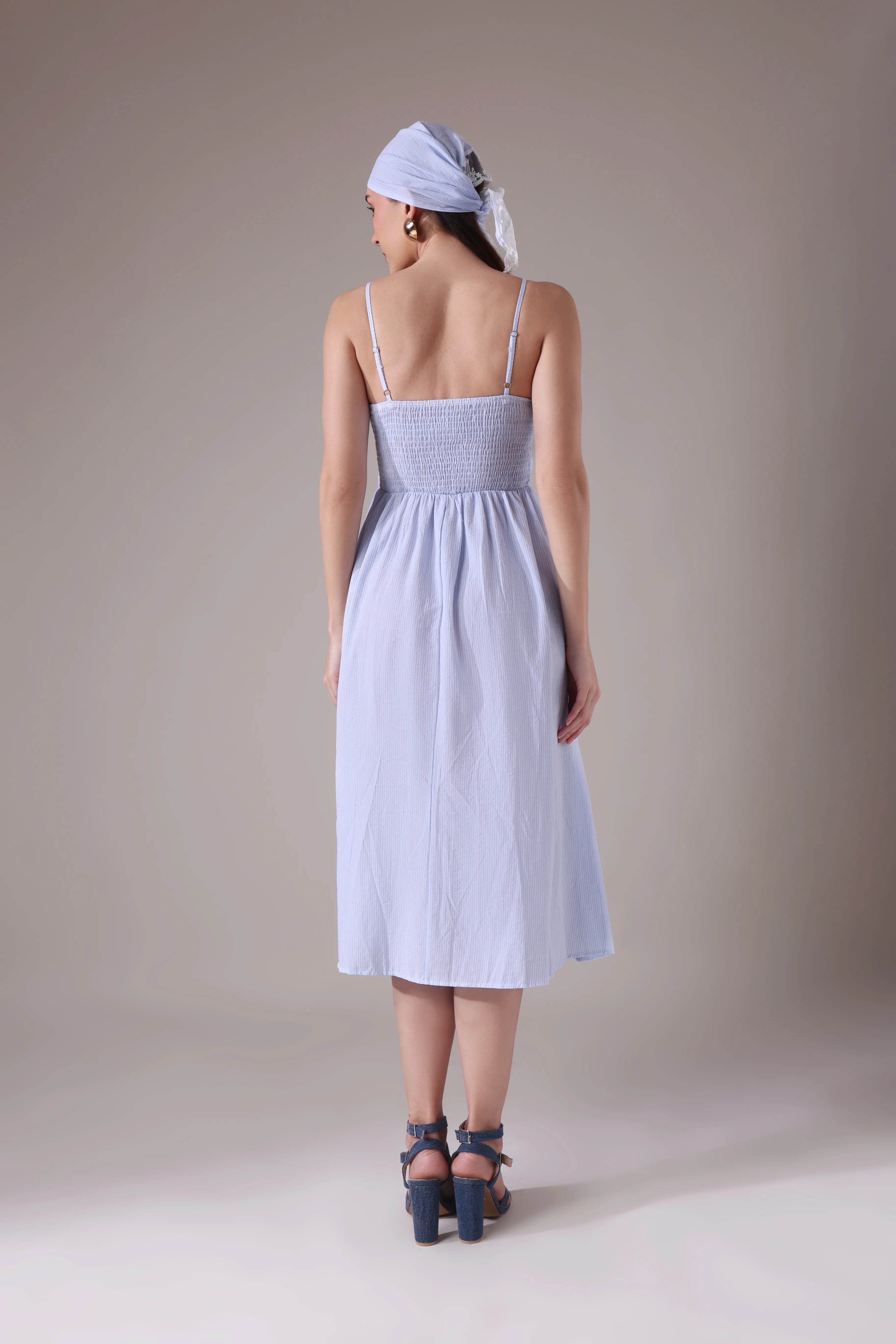 Coquette Dream Seersucker Sundress with Matching Kerchief