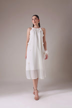 Textured Gauze Halter Midi with Organza Florals