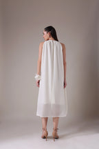 Textured Gauze Halter Midi with Organza Florals
