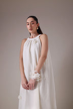 Textured Gauze Halter Midi with Organza Florals