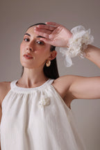 Textured Gauze Halter Midi with Organza Florals