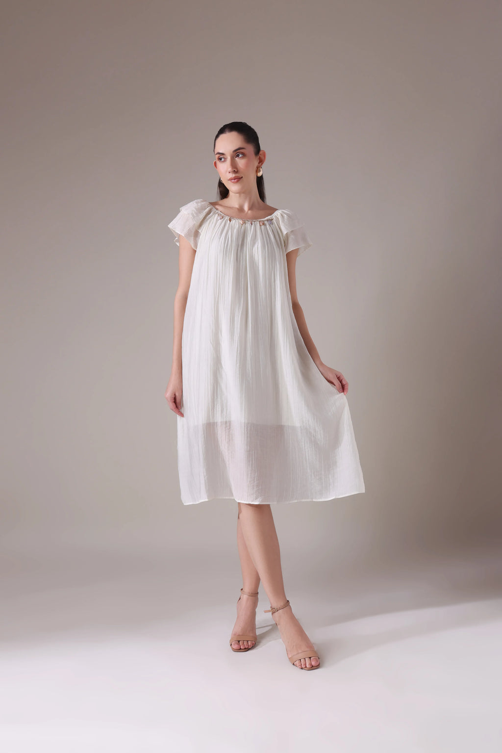 The Seashell-Embellished Gauze Midi