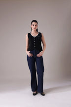 The Odette Bow-Accented Scalloped Vest