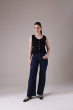 The Odette Bow-Accented Scalloped Vest