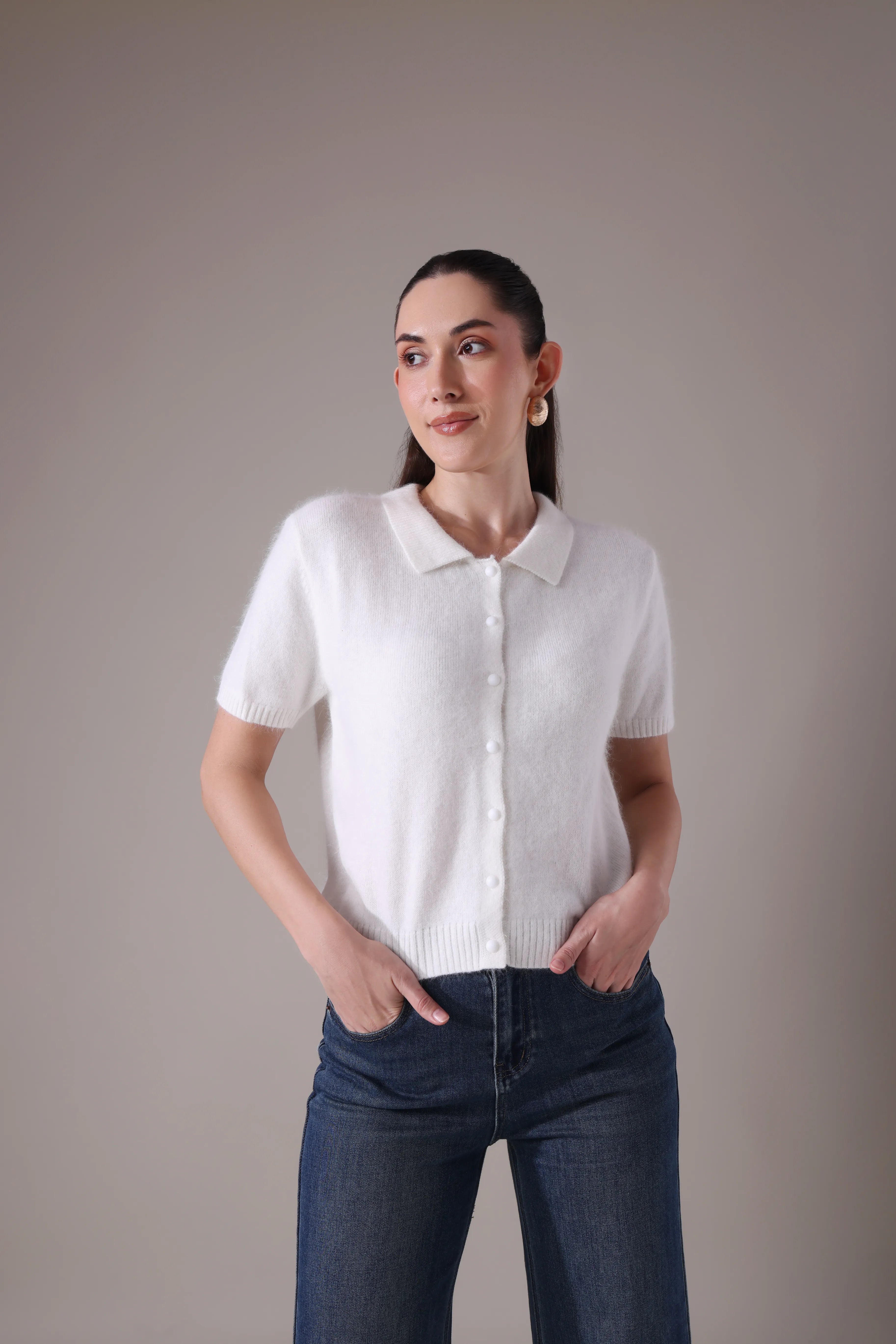 The Solace Angora-Blend Polo Cardigan