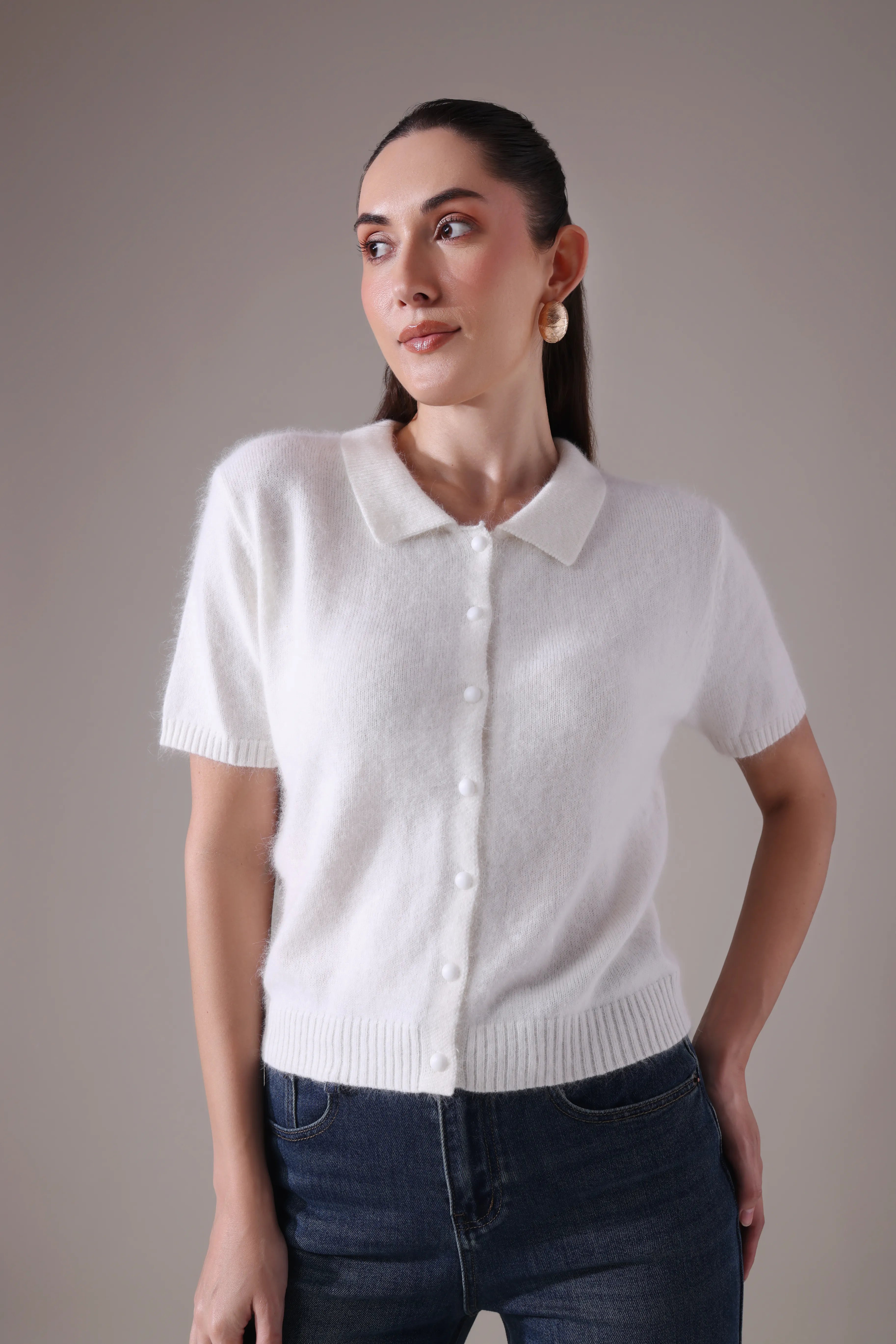 The Solace Angora-Blend Polo Cardigan