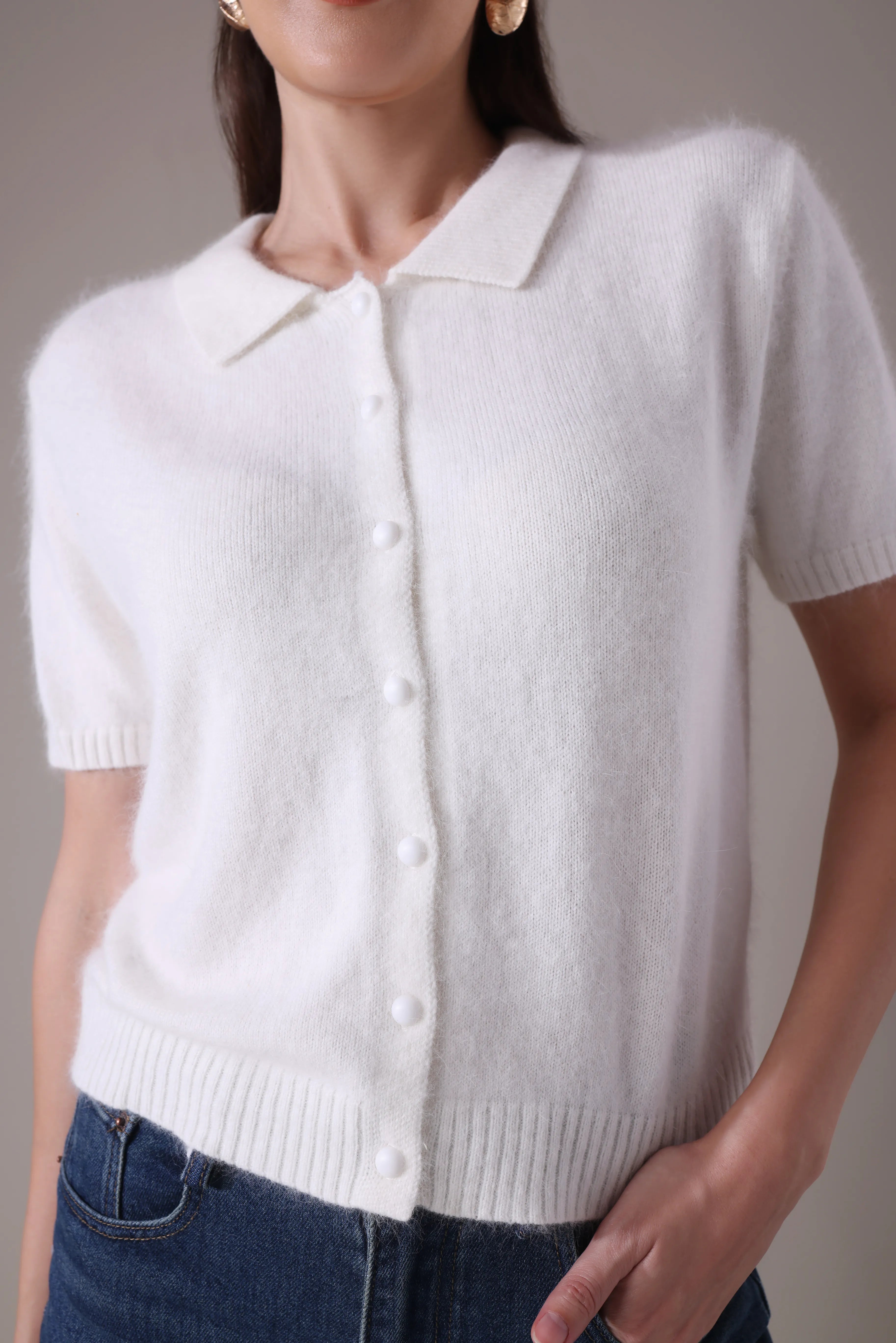 The Solace Angora-Blend Polo Cardigan