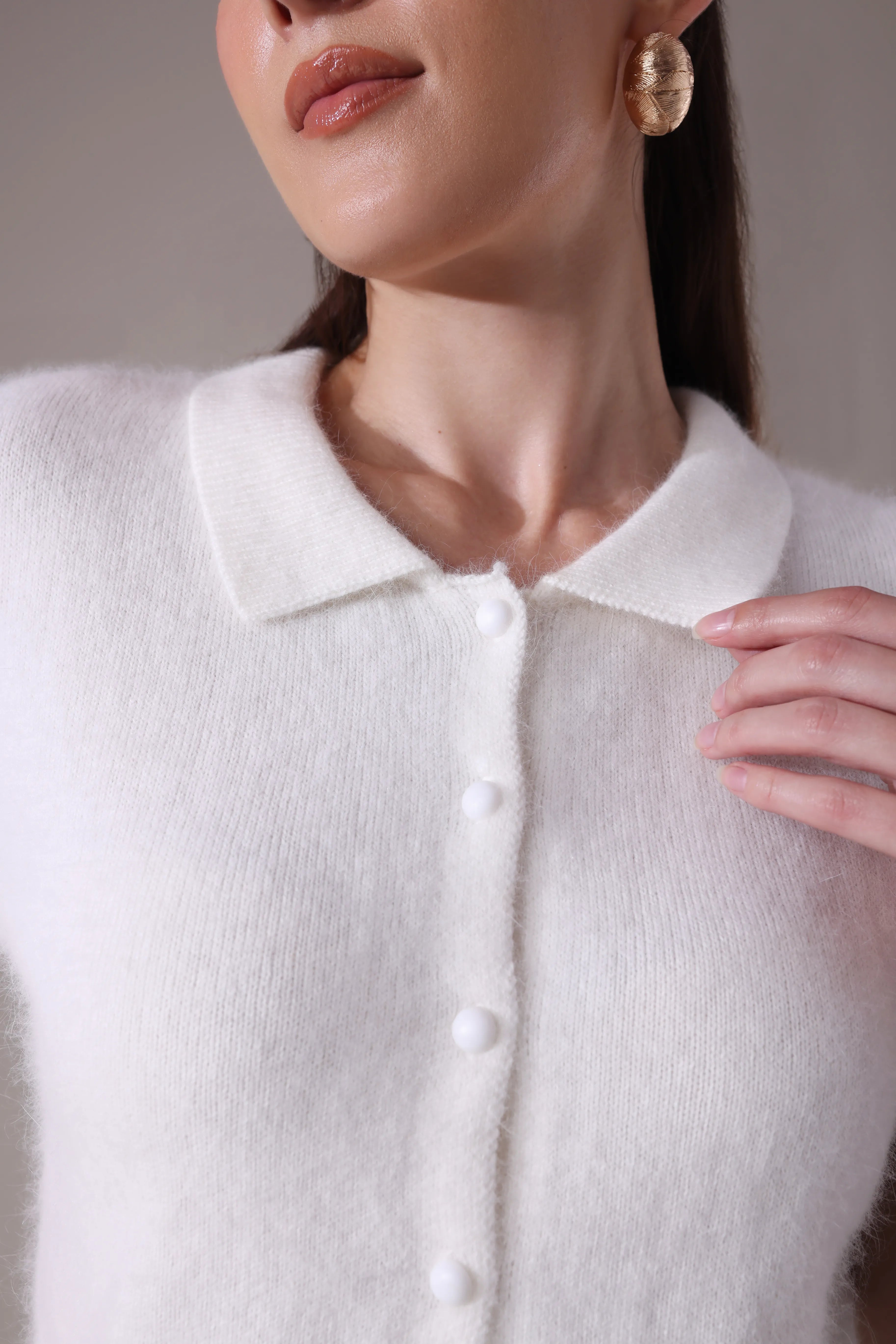 The Solace Angora-Blend Polo Cardigan