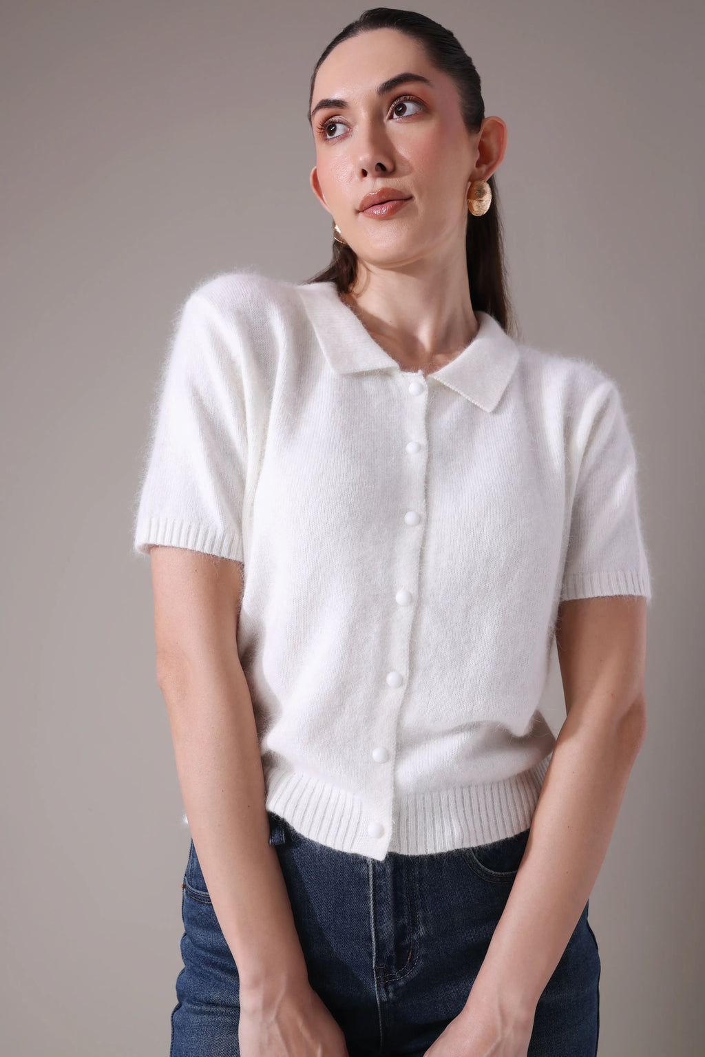 The Solace Angora-Blend Polo Cardigan