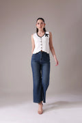 The Odette Bow-Accented Scalloped Vest