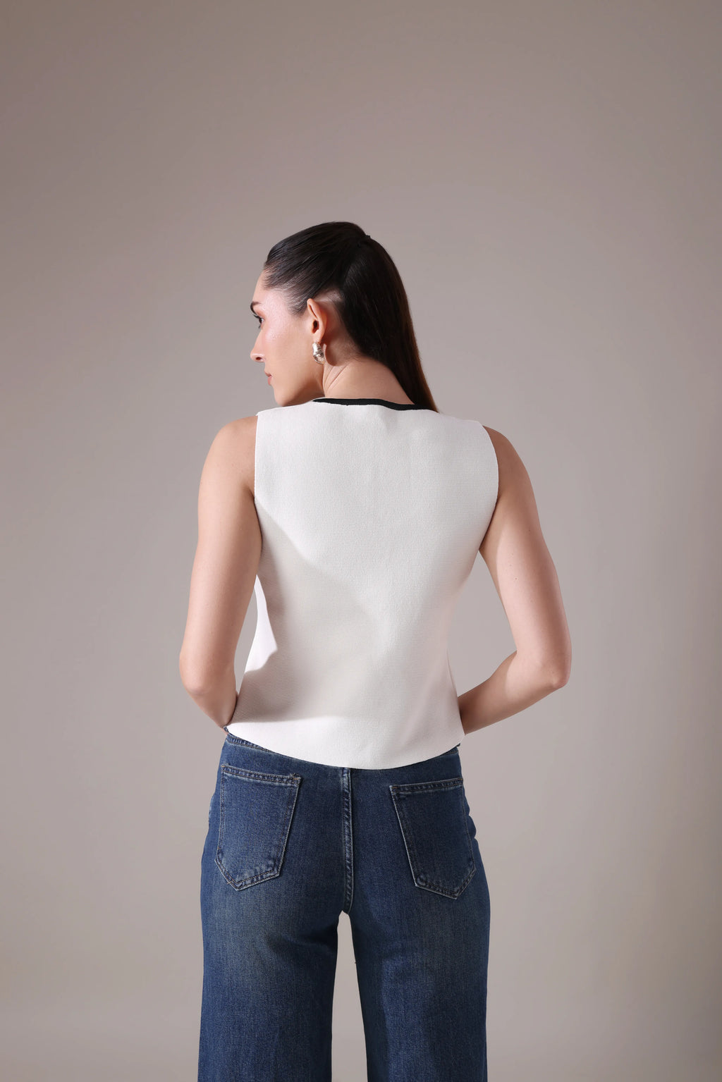 The Odette Bow-Accented Scalloped Vest