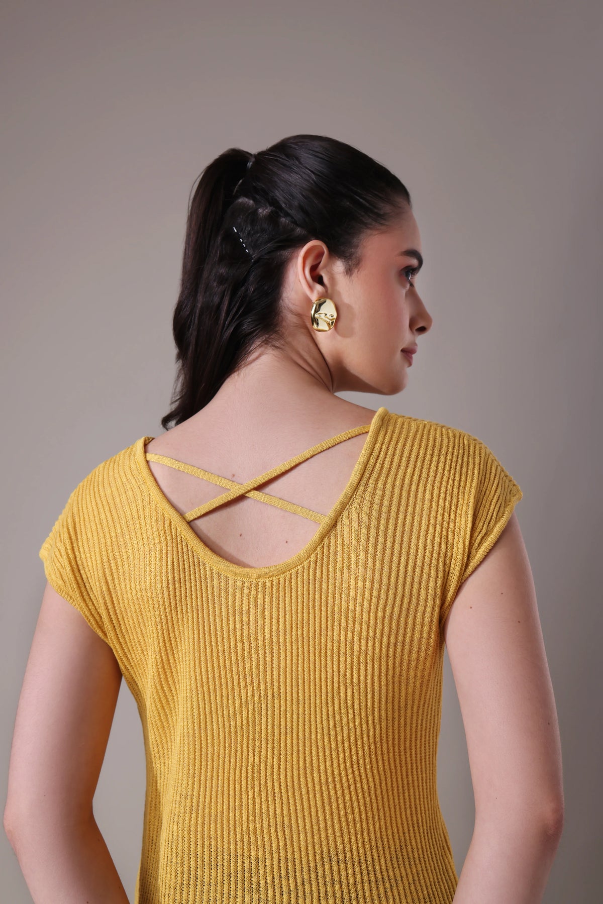 The Lyra Sculptural Square-Neck Top in Bamboo-Hemp