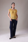 The Lyra Sculptural Square-Neck Top in Bamboo-Hemp