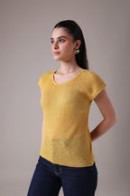 The Lyra Sculptural Square-Neck Top in Bamboo-Hemp