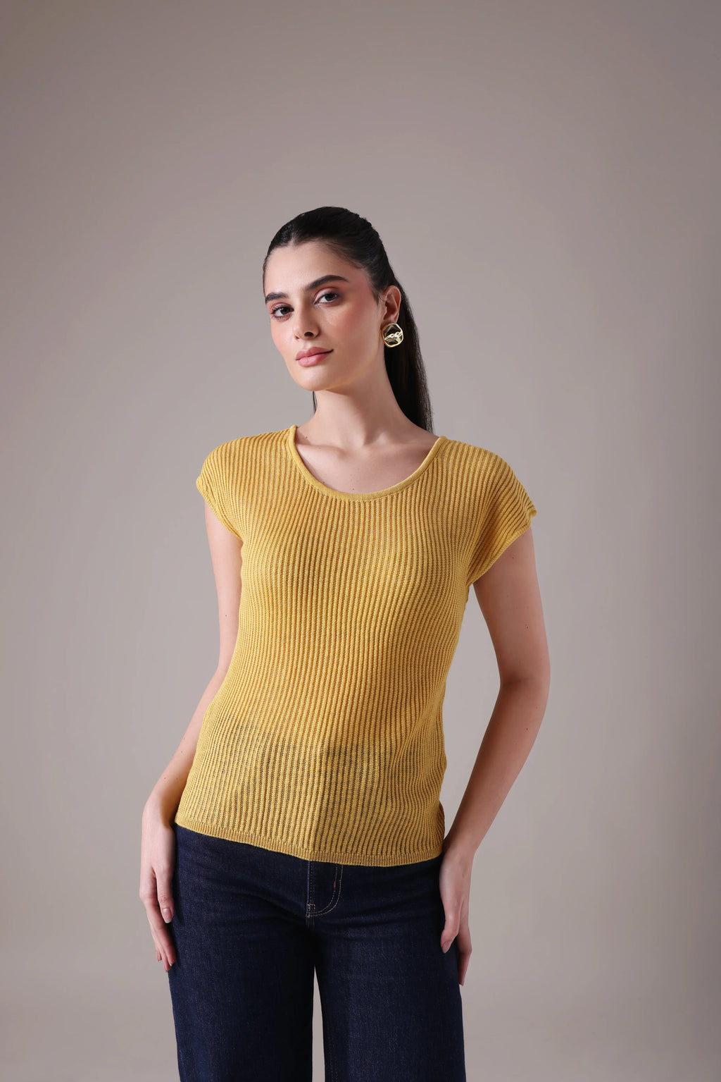 The Lyra Sculptural Square-Neck Top in Bamboo-Hemp