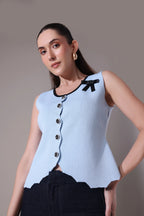 The Odette Bow-Accented Scalloped Vest