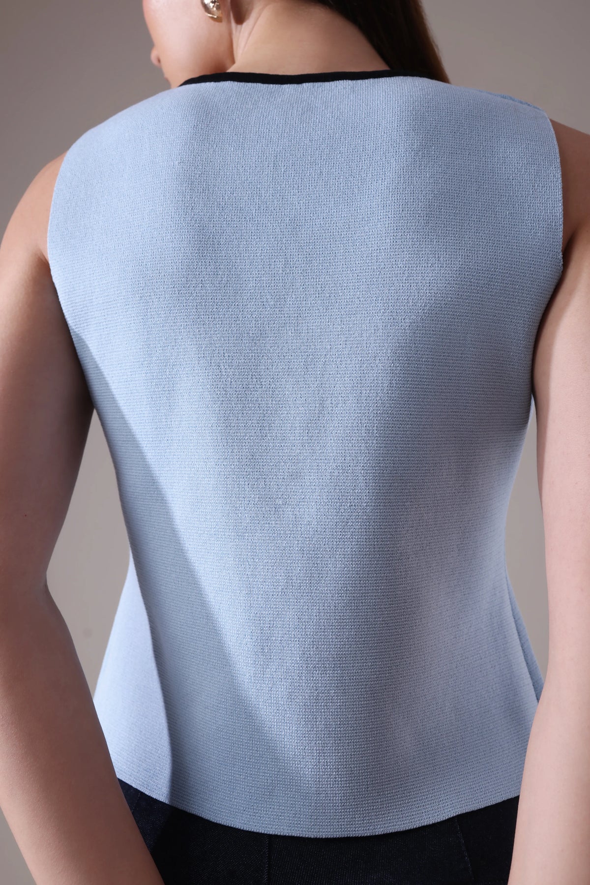 The Odette Bow-Accented Scalloped Vest