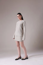The Sereia Diagonal-Rib Knit Co-ord in Oatmeal Mélange