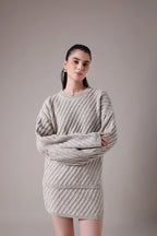 The Sereia Diagonal-Rib Knit Co-ord in Oatmeal Mélange