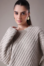 The Sereia Diagonal-Rib Knit Co-ord in Oatmeal Mélange