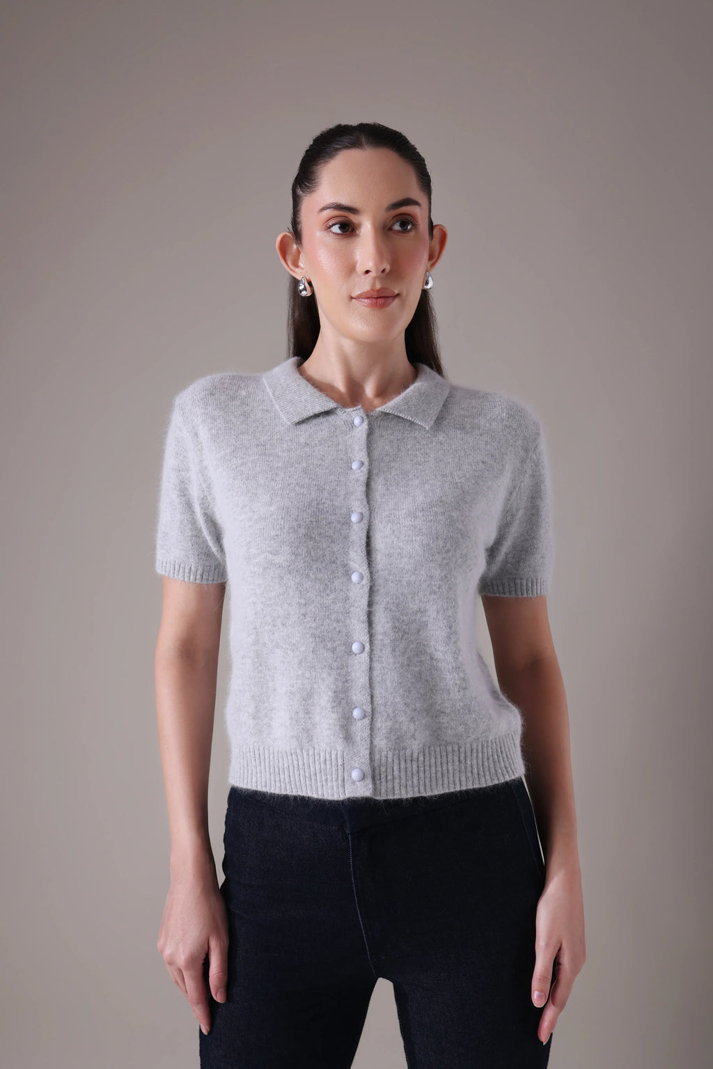 The Solace Angora-Blend Polo Cardigan