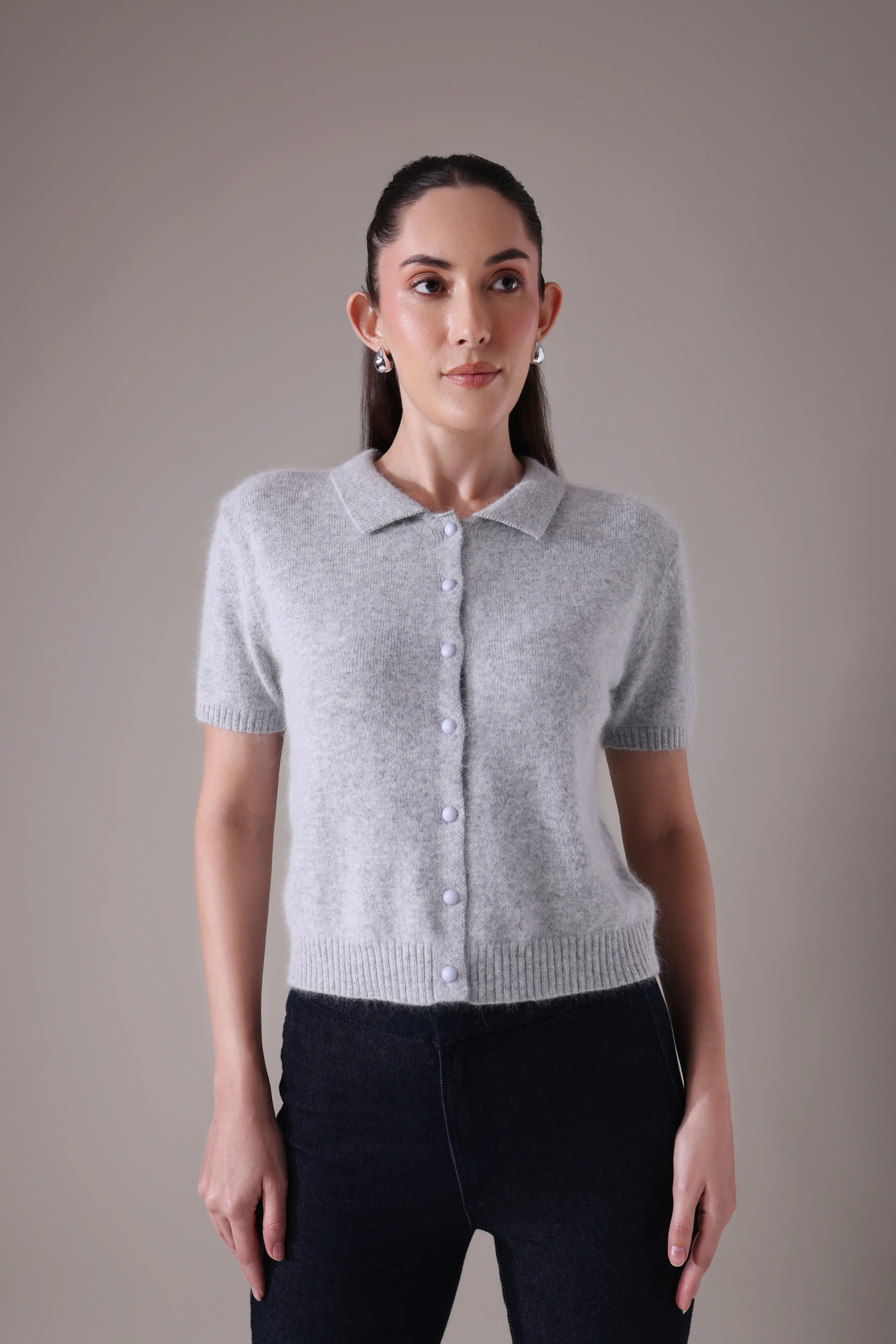 The Solace Angora-Blend Polo Cardigan