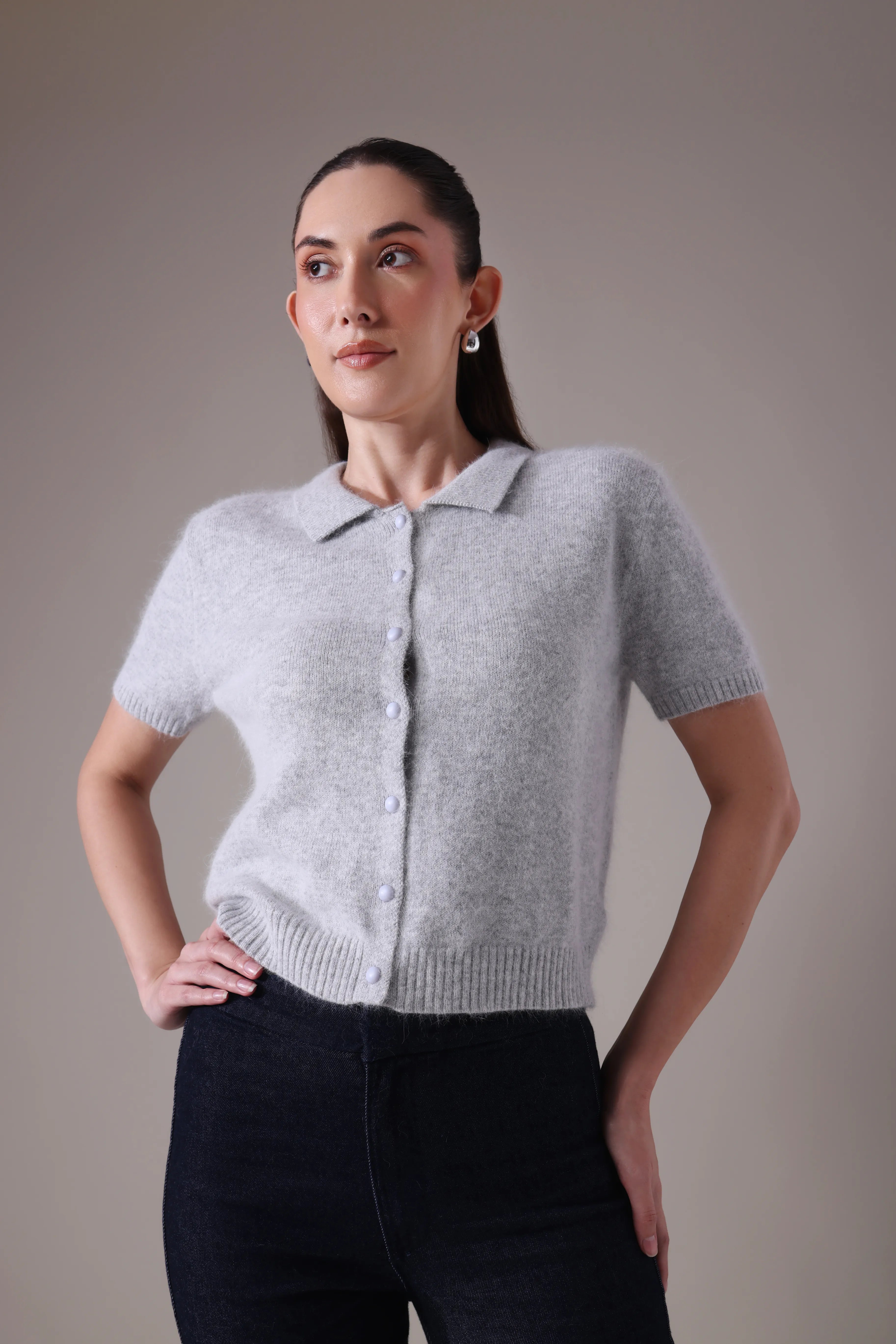 The Solace Angora-Blend Polo Cardigan