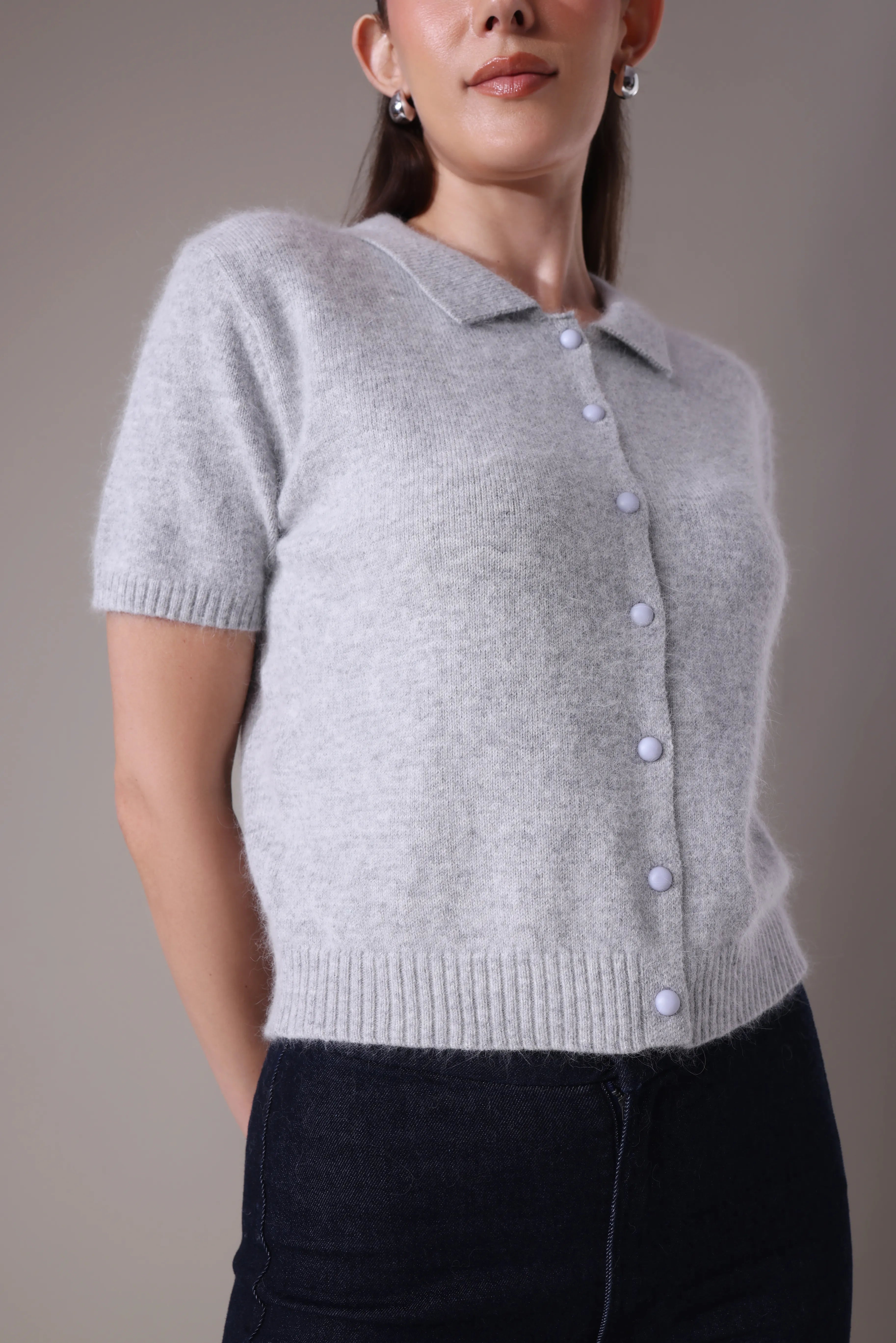 The Solace Angora-Blend Polo Cardigan