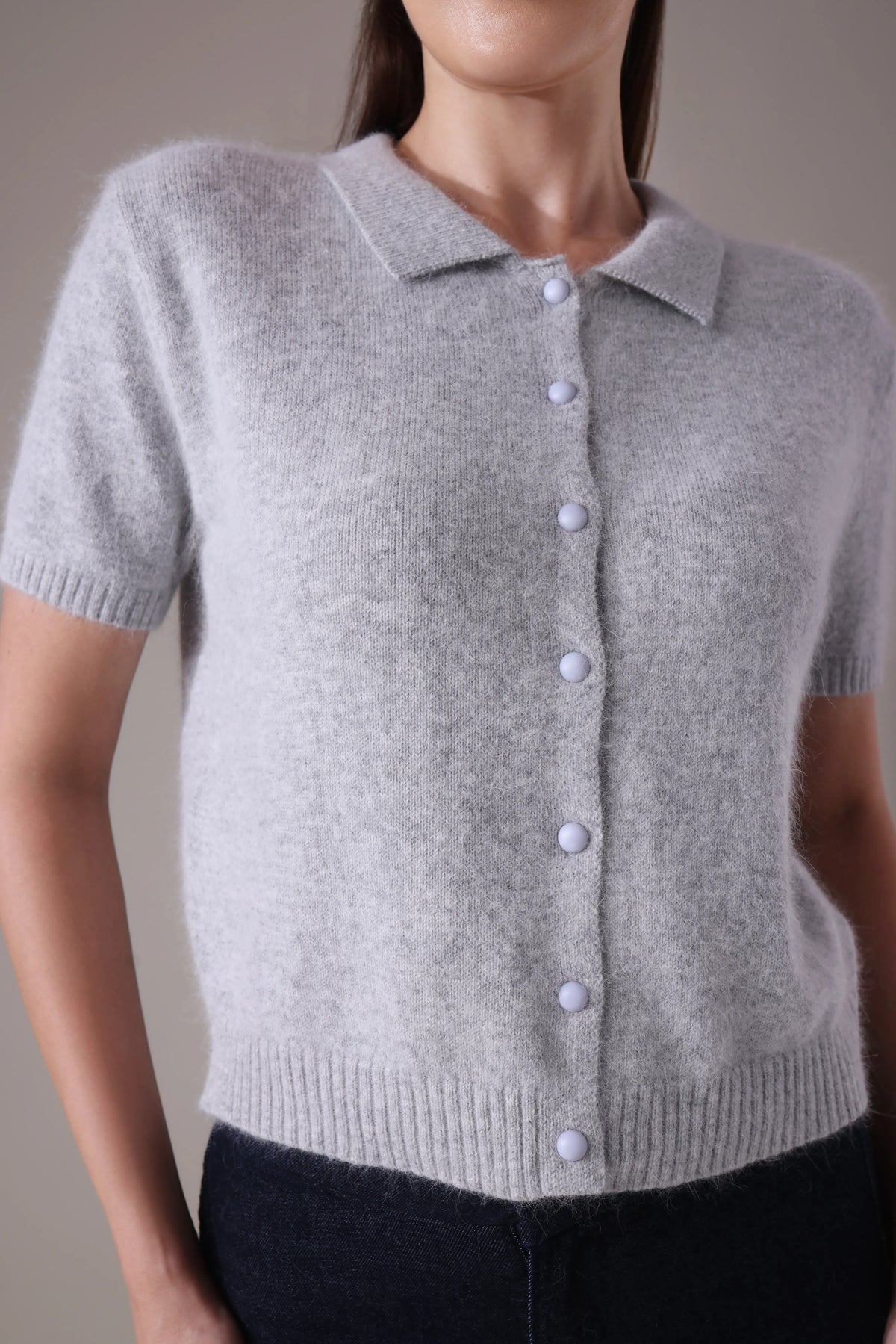 The Solace Angora-Blend Polo Cardigan