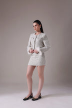 The Odette Feather-Trimmed Tweed jacket