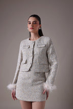 The Odette Feather-Trimmed Tweed jacket
