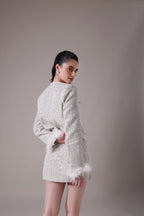 The Odette Feather-Trimmed Tweed jacket