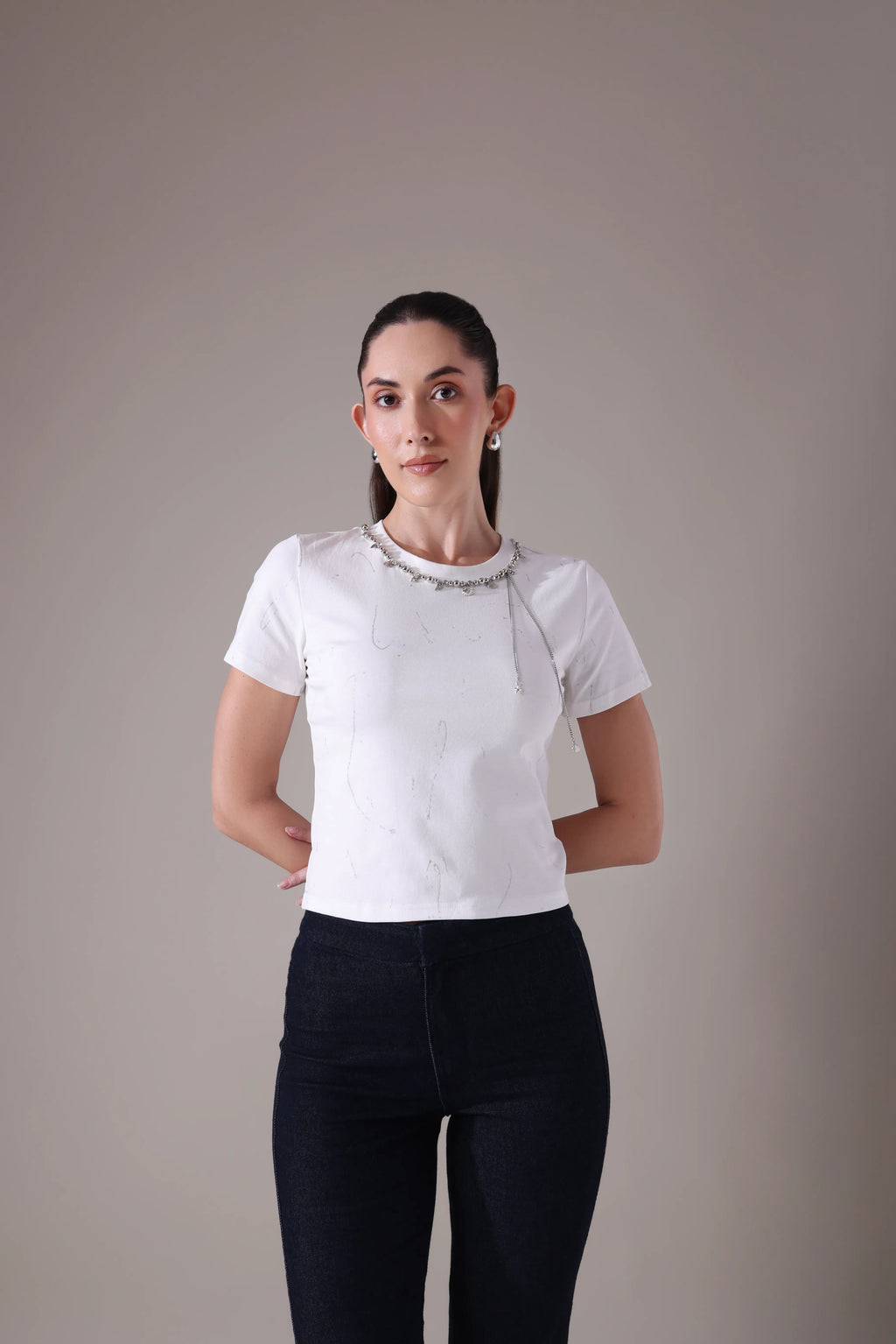 The Marina Embellished Sculpt-Tee