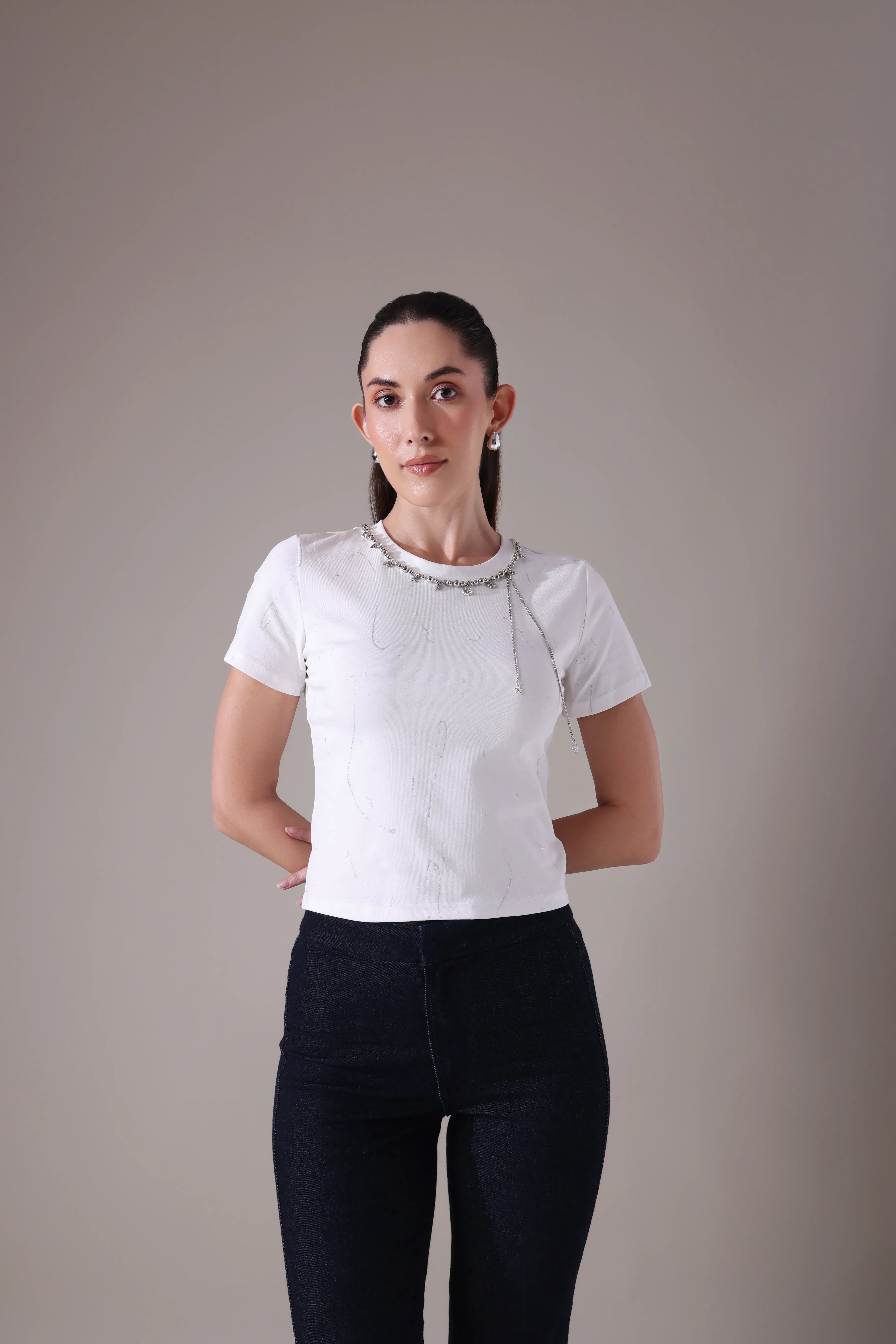 The Marina Embellished Sculpt-Tee