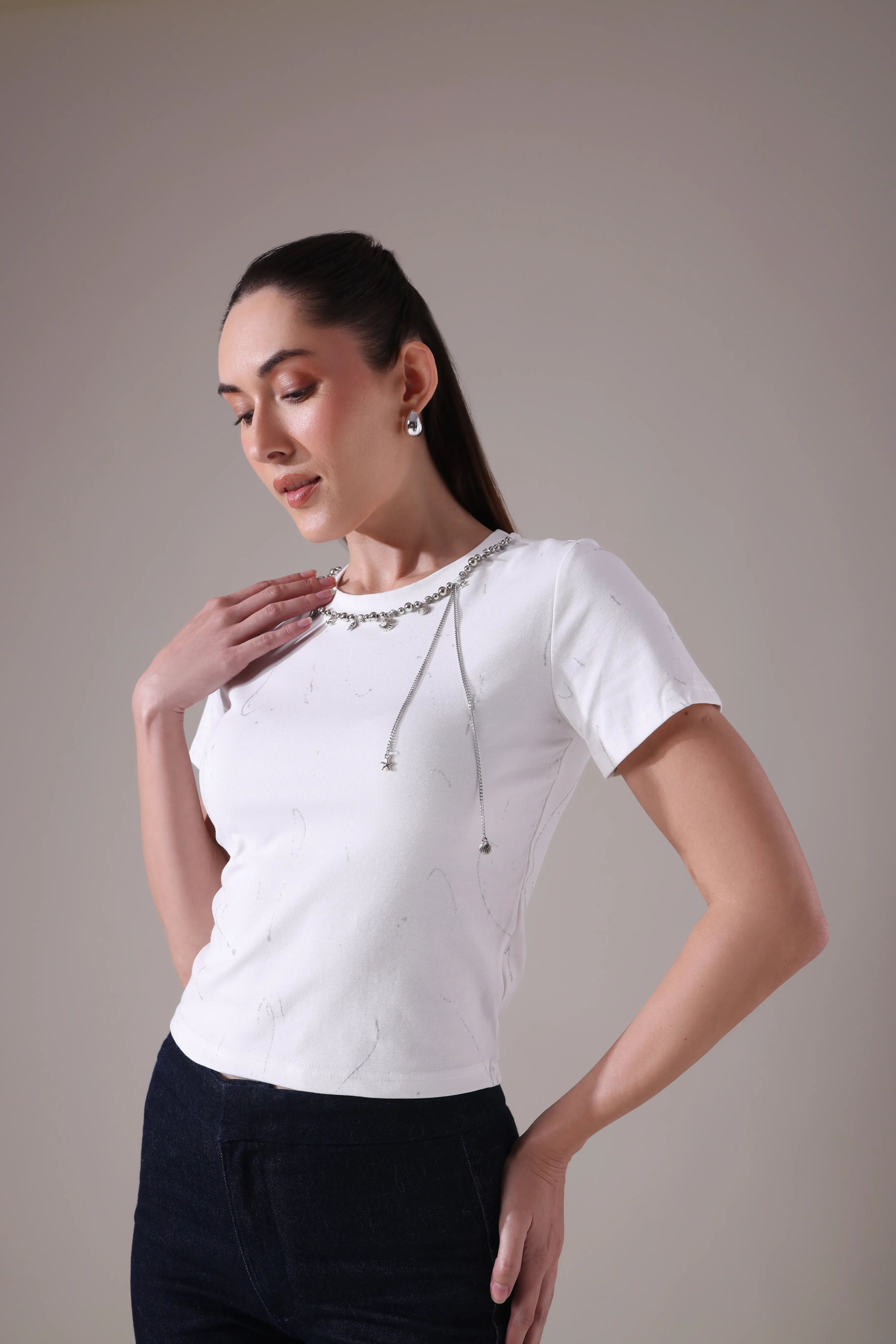 The Marina Embellished Sculpt-Tee