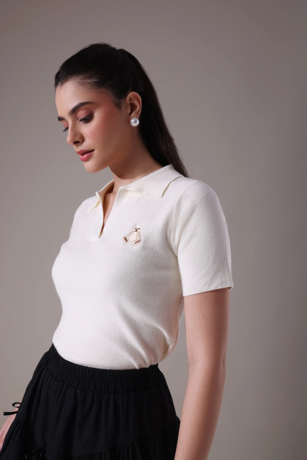 Ribbed-johnny collar top