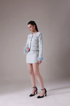 The Odette Feather-Trimmed Tweed jacket