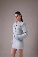 The Odette Feather-Trimmed Tweed jacket