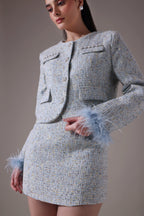 The Odette Feather-Trimmed Tweed jacket
