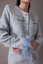The Odette Feather-Trimmed Tweed jacket
