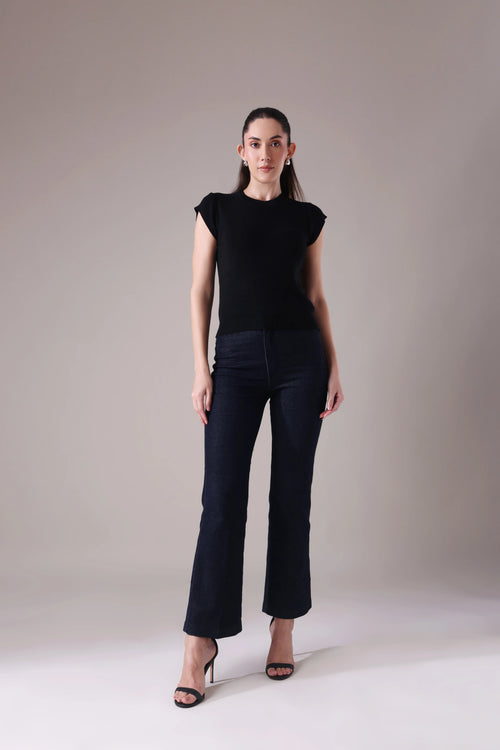 The  Sculpted Cap-Sleeve Knit in Alabaste
