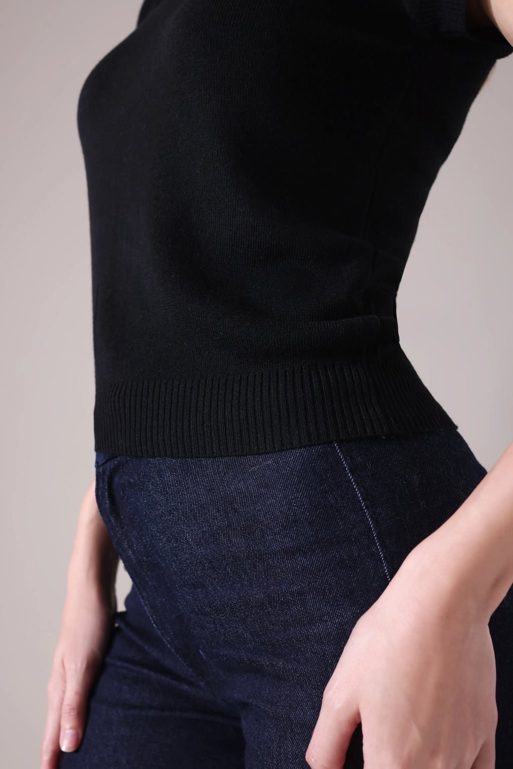 The  Sculpted Cap-Sleeve Knit in Alabaste