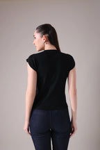 The  Sculpted Cap-Sleeve Knit in Alabaste