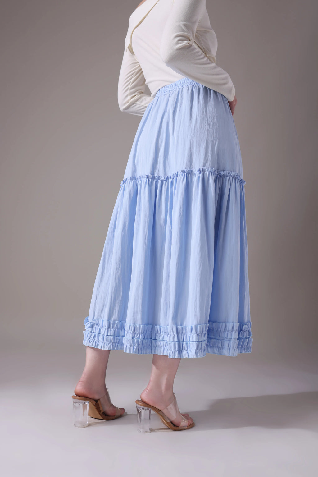 The Seraphina Tiered Azure Maxi Skirt
