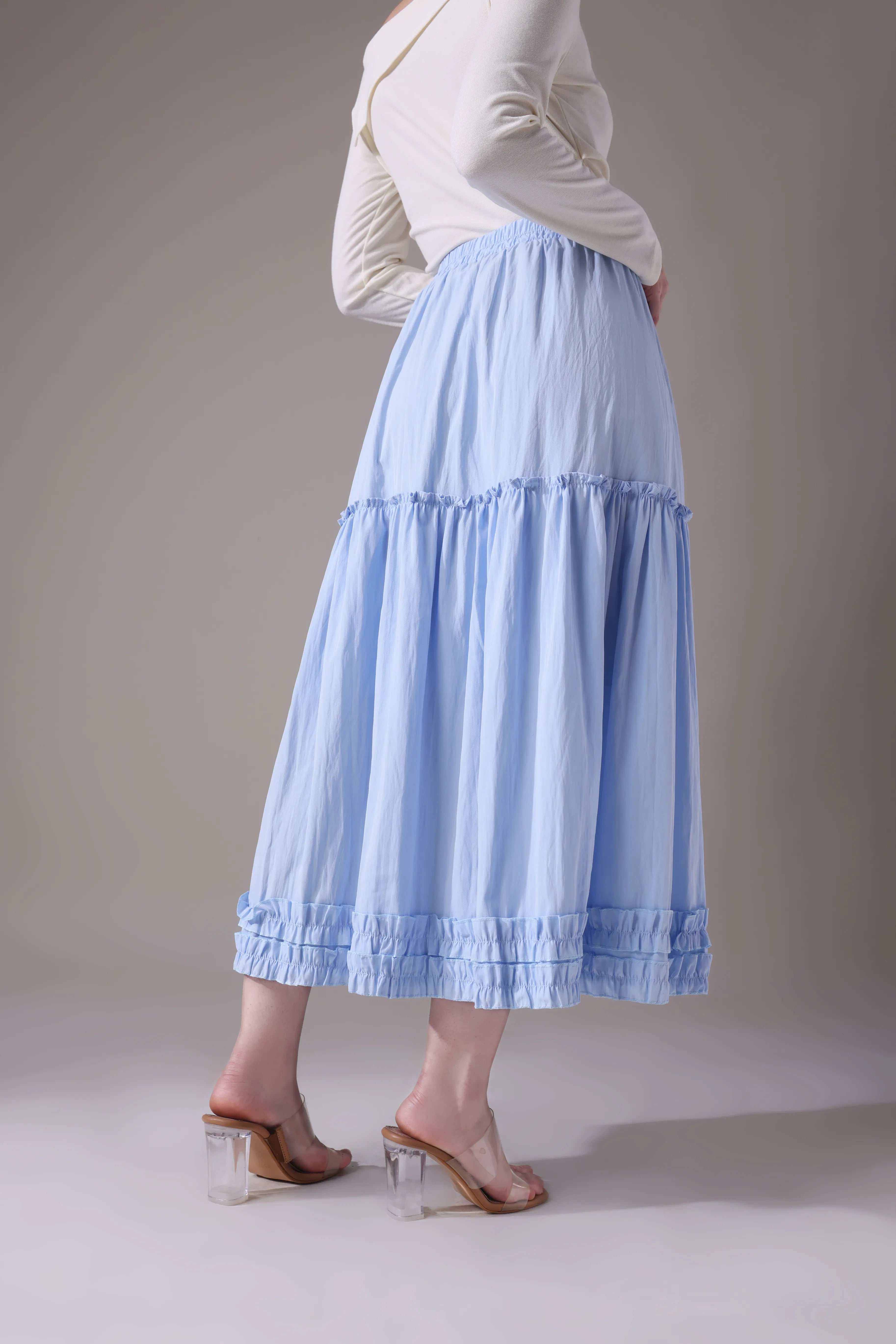 The Seraphina Tiered Azure Maxi Skirt
