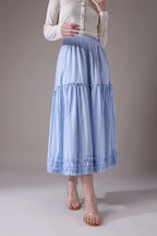 The Seraphina Tiered Azure Maxi Skirt